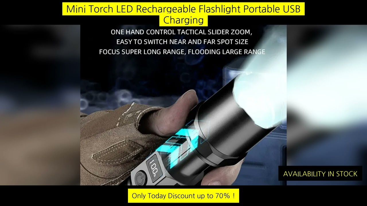 High Power Xhp100 Led Flashlight Rechargeable Retractable Flashlight Digital