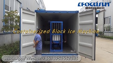 Focusun small capacity containerized direct system block ice machine, 1T/jour in 20 feet container