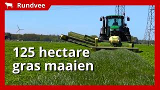 Grasoogst Bij Poppe Herfte 125 Hectare Gras Maaien, Schudden En Harken