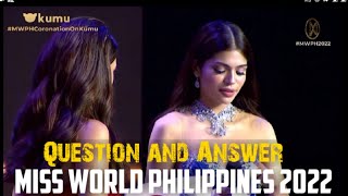 Miss World Philippines 2022 Question and Answer