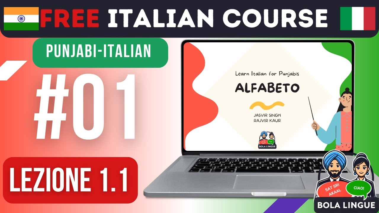 FREE ITALIANO COURSE IN PUNJABI | LEZIONE 1.01 | ALFABETO | BOLA LINGUE