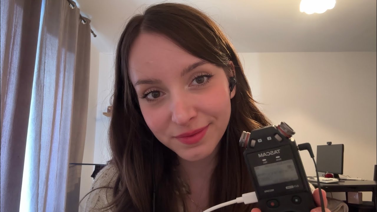 ASMR ear-to-ear whispers and mouth sounds (tascam)