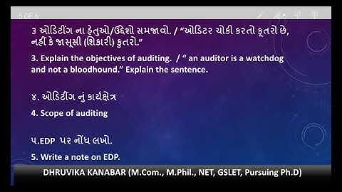 AUDITING, Sem 5, Lecture 1.22, Prof  Dhruvika Kanabar