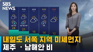 [날씨] 내일도 서쪽 지역 미세먼지…제주  · 남해안 비 / SBS