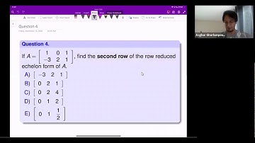 Labtube-(Math 1229)-Test 2 Review: Q4-Row Reduced Echelon Form II