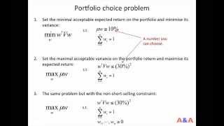 Portfolio optimisation problem 1/2 - formulation