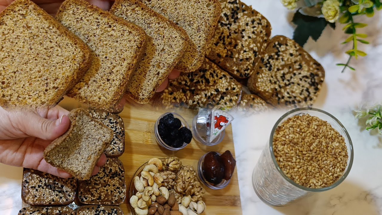 خبز صحي سريع للفطور بالسمسم بدون غلوتين بمقادير بسيطة لجميع أنواع الدايت ومرضى السكري والكيتو روعة👌