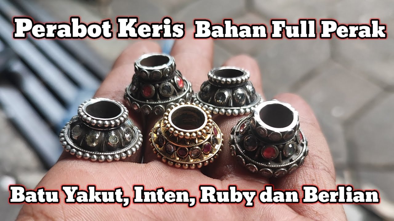 Mendak Keris Bahan Perak Hias Batu Yakut - Inten - Ruby dan Batu Berlian