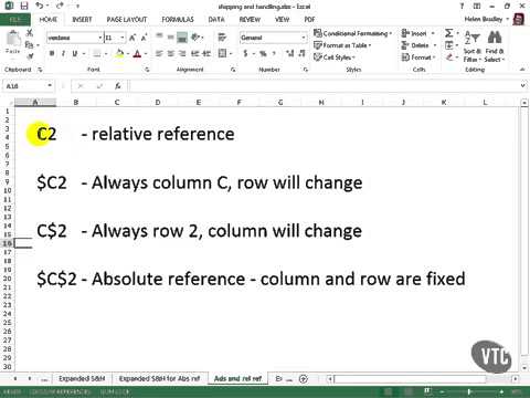 Microsoft Excel 2013 Tutorial 26  Absolute & Relative Addressing
