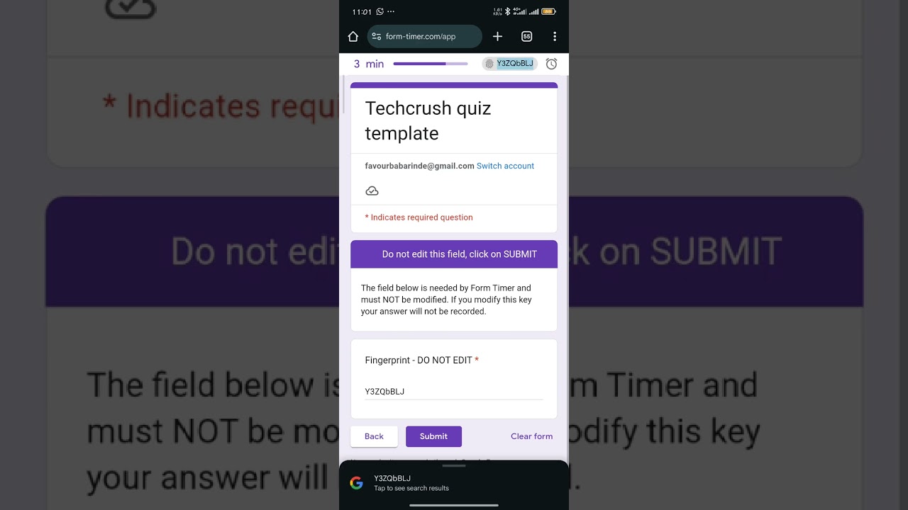 Techcrush form timer guide