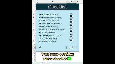 Create a Dynamic Checklist in Excel ✅ Auto Update & Strike-Through with VBA!  #shortsvideo