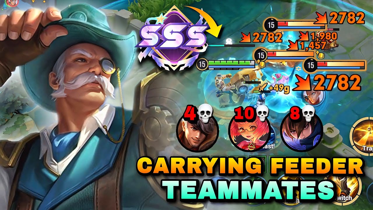 SSS! TOP ASIA HUANG ZHONG CARRYING 3 FEEDER TEAMMATES SPECIAL EDITION! | HUANG ZHONG BUILD & ARCANA