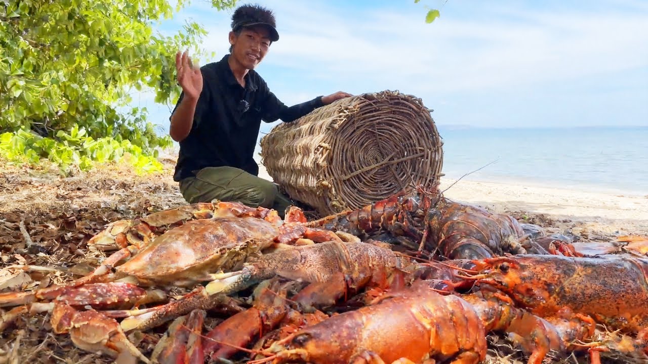 印尼野豬島生存挑戰（下）！幾百公尺蔓藤編織魚籠，抓到超大號的螃蟹和龍蝦【探索兄弟】