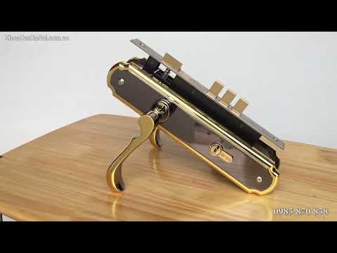 Video Khóa hợp kim cửa chính vàng đen EX8535VĐ - youtube