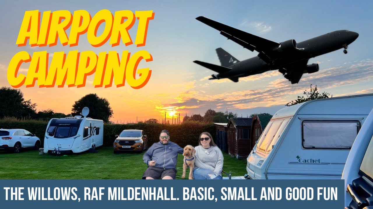 The Willows Campsite, RAF Mildenhall plane spotting from the caravan