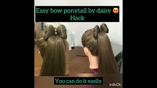 Easy bow ponytail hack | easy bow ponytail hairstyle #shorts #hairstyle #ponytail
