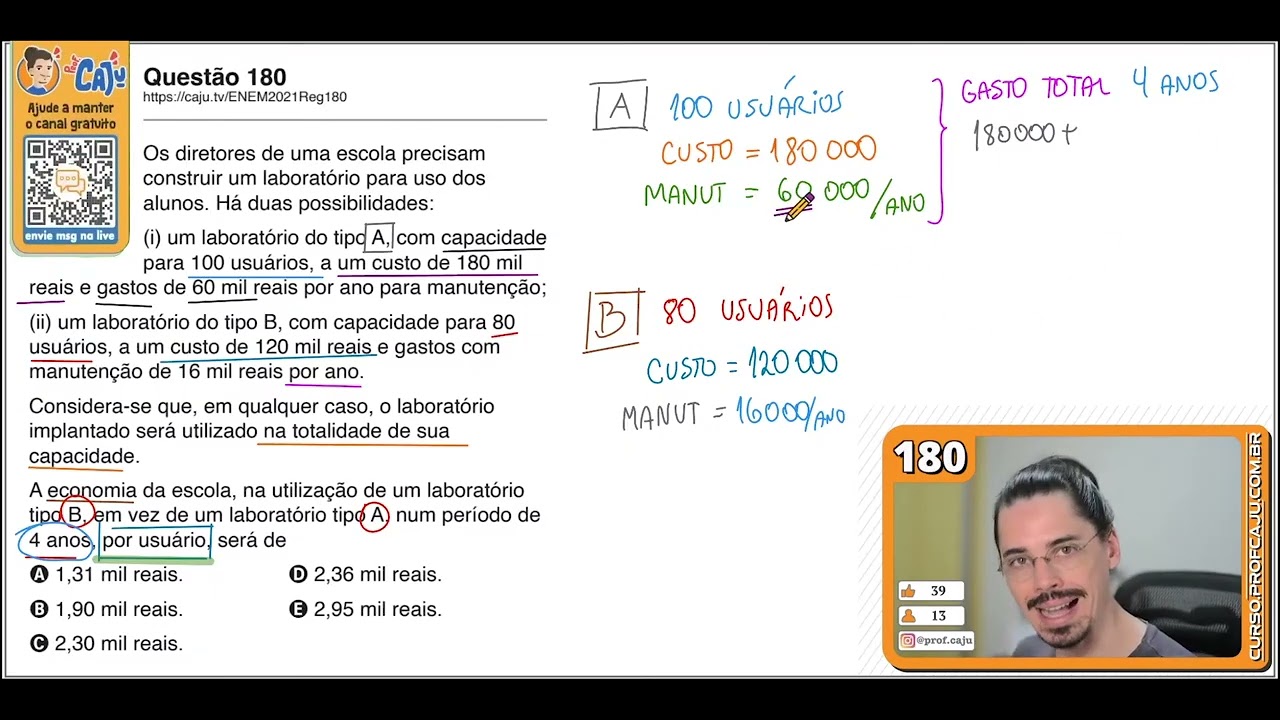 [ENEM 2021] 180 📘 DIVISÃO Os diretores de uma escola precisam construir um laboratório para uso dos