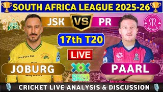 Joburg Super Kings vs Paarl Royals, 17th T20 Live Score & Commentary JSK vs PR 17th T20 SA20