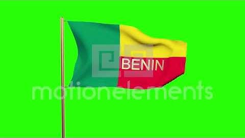 Benin Flag With Title Waving In The Wind. Looping Sun Rises Style. Animation Loo Stock Video