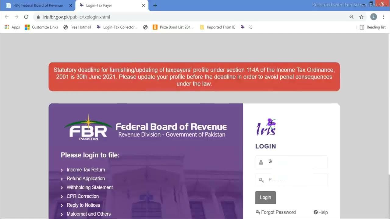 How to update taxpayer profile on IRIS portal FBR Tax YouTube