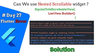 Error : Vertical View Port was given unbounded height || #flutter error day27/100 Wealth