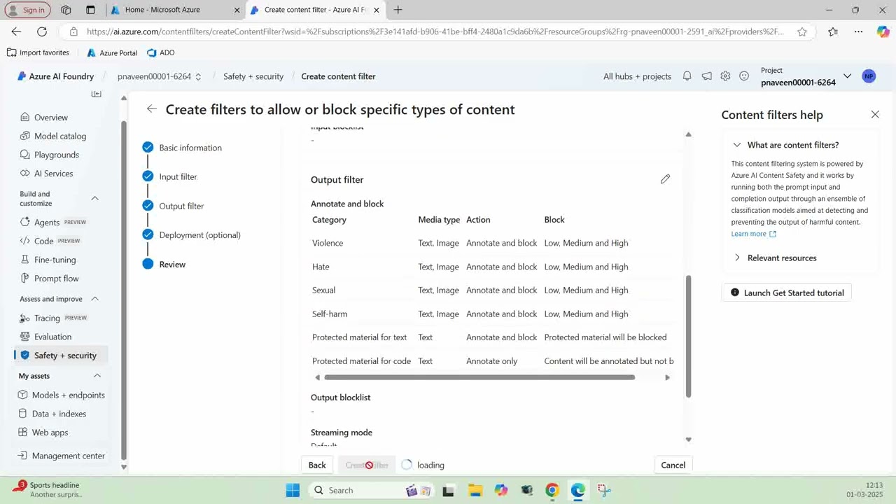 14. Content filters in Azure AI Foundry - with Demo