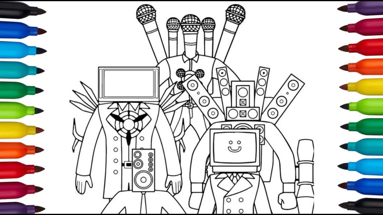 Skibidi Toilet - TITAN SPEAKERMAN & TITAN TV MAN Coloring Pages | Microphone Mecha Boss | NCS #66