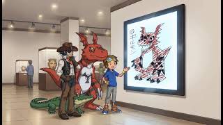 Digimon Tamers’ Takato Shows his draw of Guilmon to Yu-Gi-Oh GX’s Jim Cook Crocodile 