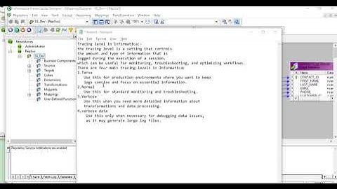what is tracing level means in informatica, asked in Recent CGI interview ,