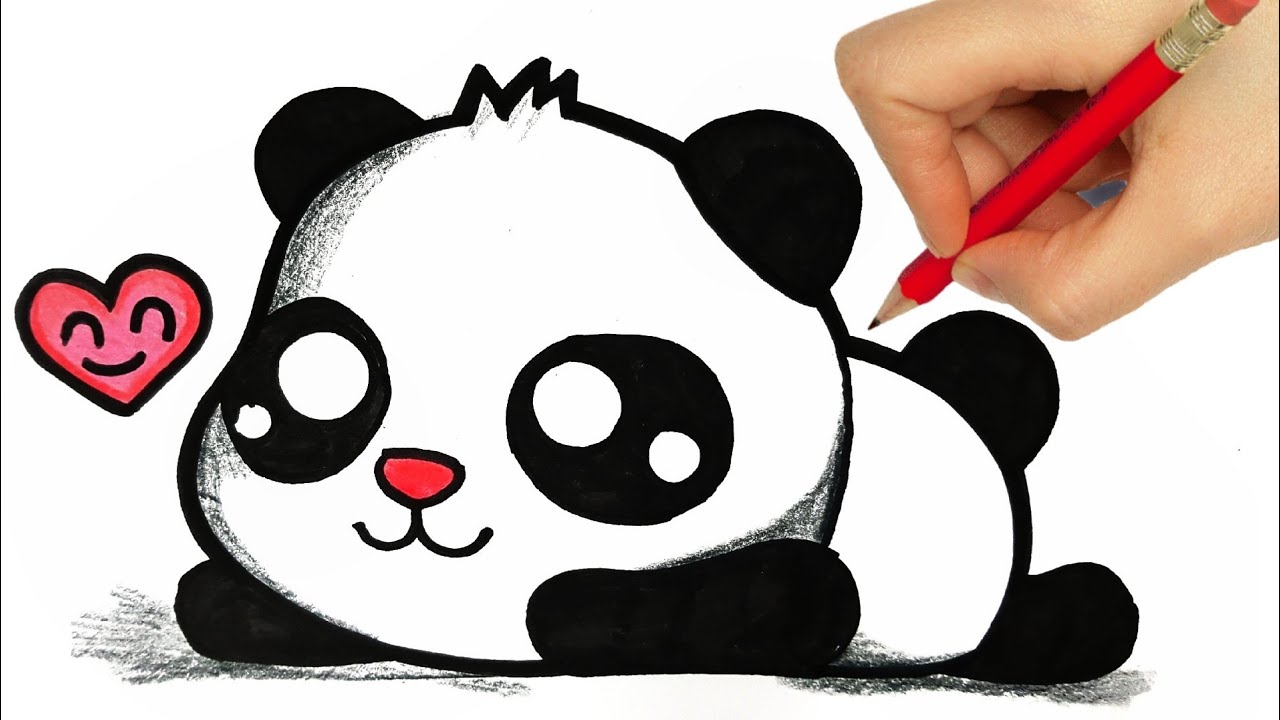 DRAWING A PANDA kawaii - dibujos kawaii - how to draw a cute panda ...