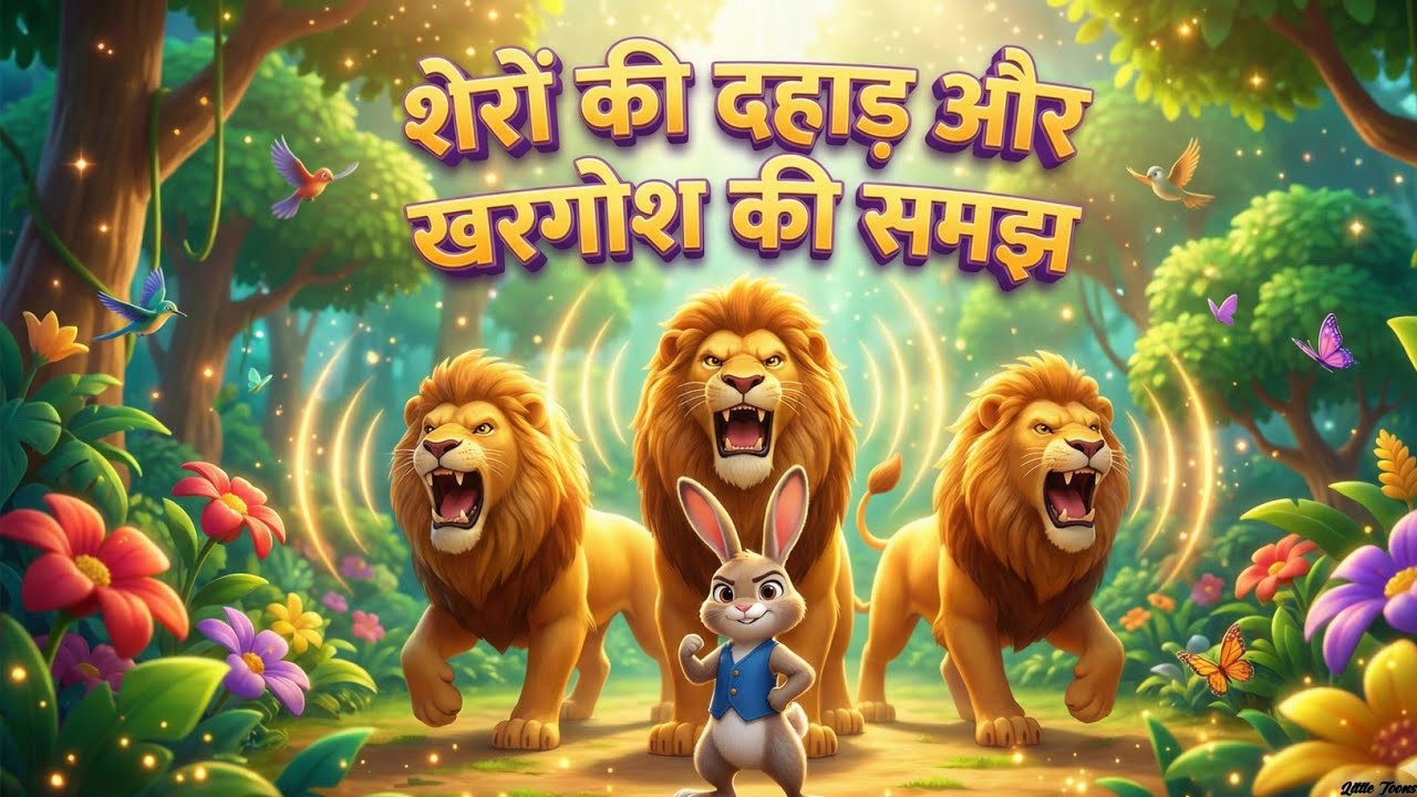 शेर 🦁 और चालाक खरगोश 🐰 | दिमाग ने ताकत को हराया | 3D Moral Story | 3D Cartoon | 3D Animation