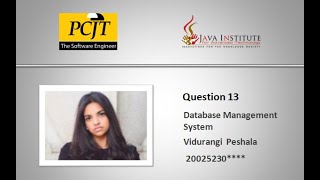 Database Management System | Question 13 | Java Institute