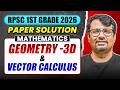 RPSC 1st Grade Mathematics | Geometry - 3D & Vector Calculus | Paper Solution By GP Sir