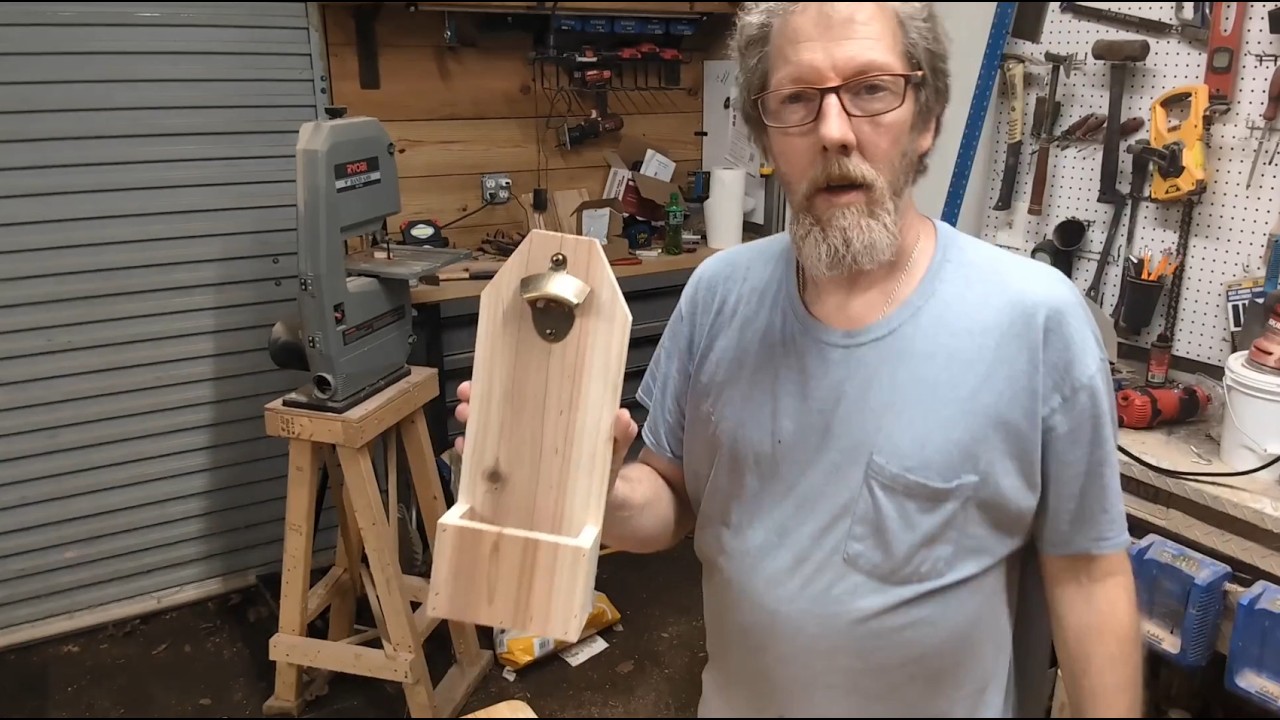 Making a French Cleat, Wall Mounted, Bottle Opener with Cap Catcher from a Cedar Picket.