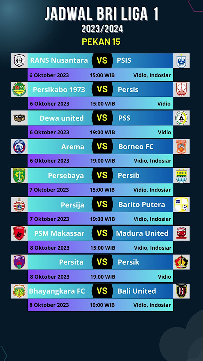 Jadwal BRI Liga 1 Pekan 15 #jadwalliga12023