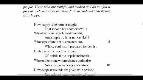 X Poem: Character of A Happy Man