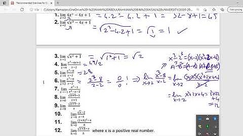 Math 112 for Engineering Track Quiz 2 Recomm. Questions (only limit and continuity parts)