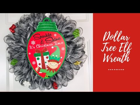 HOW TO MAKE A DECO MESH WREATH USING DOLLAR TREE 6 INCH MESH EASY CHRISTMAS WREATH DIY FARMHOUSE