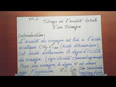 Titrage de l&rsquo;acidité  totale d&rsquo;un vinaigre