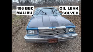 FINALLY!! front main oil leak fixed 1979 malibu 496 stroker bbc TKO600 5 speed #chevyfarmersgarage