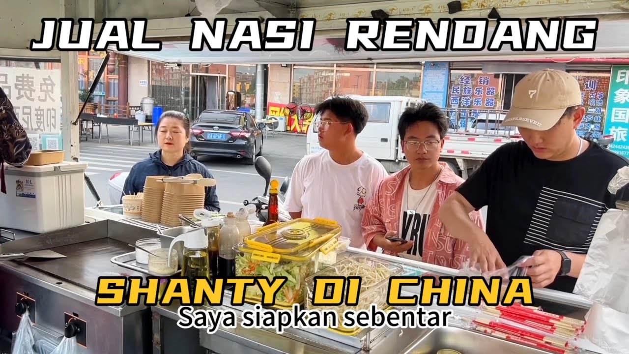 JUALAN NASI RENDANG SAPI+GRATIS ES TEH DI CHINA, LANGSUNG DISERBU SAMPAI DIPESAN MULU,LAKU KERAS!