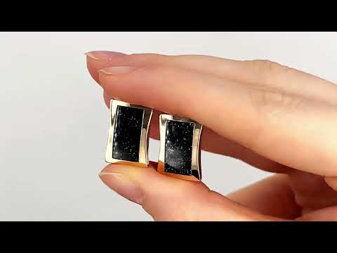 Срібні сережки з золотом БС2541 розмір 18х12 мм вставка авантюрин вага 6.62 г, видео 1