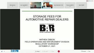 Bureau of Automotive Repair - Storage Fees Workshop - October 21, 2021