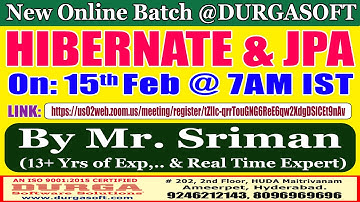 HIBERNATE & JPA Online Training @ DURGASOFT