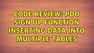 Code Review: PDO sign up function inserting data into multiple tables Profile