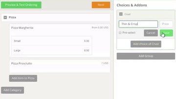 Menu editor tutorial 2 -  Create dish choices and add ons to customize menu items in restaurant menu