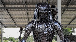 Predator sculpture made from scrap metal 8ft high