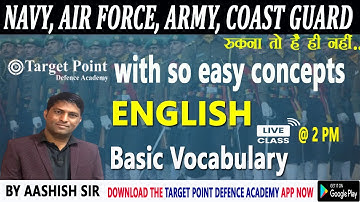 Basic Vocabulary | ENGLISH BY ASHISH SHARMA SIR || Target Point Defence Academy Jaipur