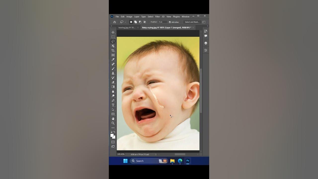 Adding realistic tears with auto blend layers in photoshop photoshop