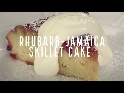 Rhubarb-jamaica skillet upside-down sour cream cake, from the video